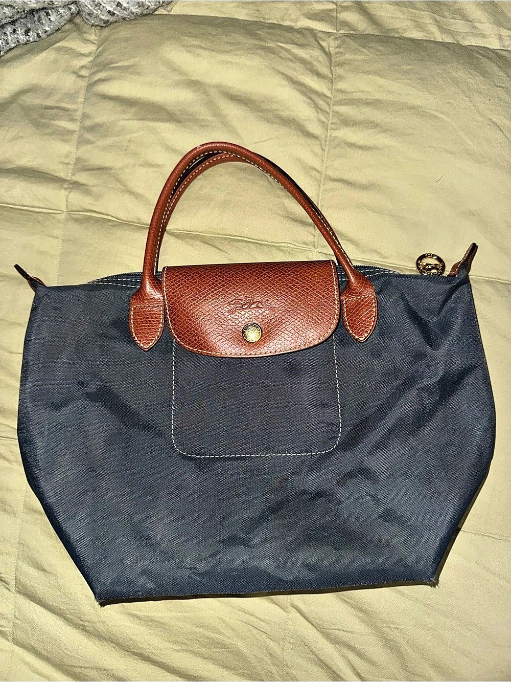 Longchamp Le Pliage Original Top Handle Mini Bag Tote Gray